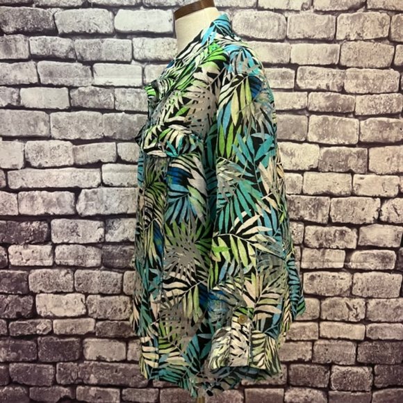 Ruby Rd. Multicolored Sheer Button Down Blouse Size 24W - Picture 5 of 11